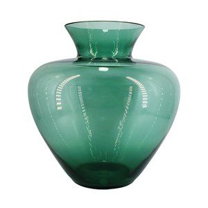 Vintage Pro Domo West Germany Teal Blown Glass Vase With Labels Art Glass